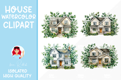 4 Cozy Watercolor House Clipart Product Image 1