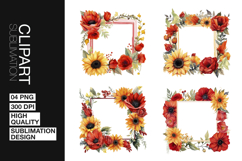 Sunflower Frame Art Clipart PNG Product Image 1