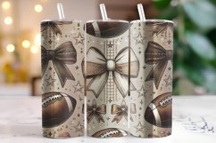 Bow &amp; Football Tumbler Wrap | Sublimation | Tumblers Product Image 1