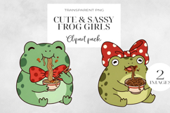 Cute Sassy Frog Girls PNG Clipart, Sublimation PNG. Product Image 1