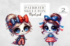 Funny Cute Patriotic USA Skeleton Clipart PNG. Product Image 1