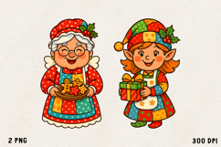 Patchwork Christmas Clipart | Cute Holiday PNG Product Image 1
