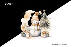 Gold Snowman Clipart, Gold Chistmas Tree Clipart Product Image 1