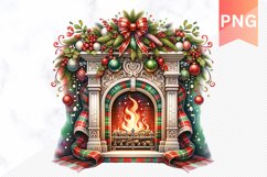 Christmas Fireplace- Clipart PNG Design Product Image 1
