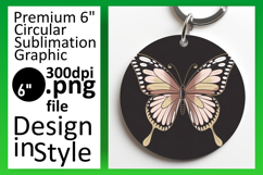 Artistic Keychain Circle Design Template , Butterfly Product Image 1