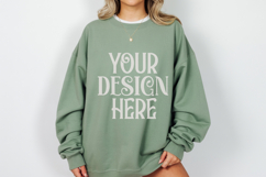 Military Green Gildan 18000 Mockup, Sweatshirt Crewneck Mock Product Image 1