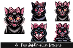 4 Halloween Cat Clipart PNG | Spooky Season Png Product Image 1