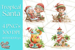 Tropical Santa Clipart Beach Christmas Clip Art Holiday PNG Product Image 1