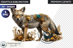 Floral Wolf Fantasy clipart, Botanical Wildlife Graphics PNG Product Image 1