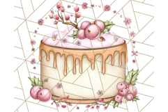 Christmas Cake Clipart PNG, Cottagecore Holiday Desserts Product Image 3