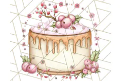 Christmas Cake Clipart PNG, Cottagecore Holiday Desserts Product Image 3
