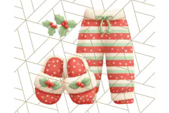 Santa’s Pajama Day Clipart, Cute Christmas Bedtime PNG Product Image 3