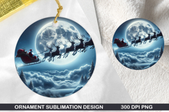 Claus Sleigh Stained Glass Ornament PNG, Digital Download Fi Product Image 1