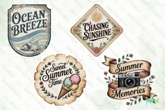 Retro Summer Quotes Labels Clipart Product Image 1