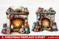 Cozy Christmas Fireplace Clipart | Holiday Mantel &amp; Winter Product Image 1