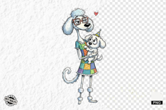 Whimsical Dog Mom With Puppy Clipart Product Image 1