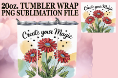 Cheerful Sublimation 20oz tumbler wrap, Flowers Quote Product Image 1