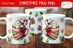 Hot cocoa mug PNG wrap, Cute Christmas coffee mug PNG Product Image 1