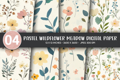 Pastel Wildflower Meadow Digital Paper Product Image 1