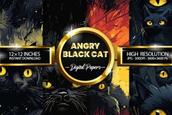 Angry Black Cat Digital Papers - 04 Variations Product Image 1