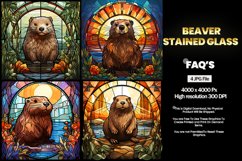 Beaver Stained Glass Square Coaster - 04 Variations Product Image 1