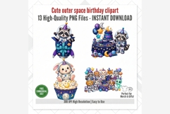 Outer Space Birthday Clipart Bundle | 13 PNG Files, Cute Product Image 4