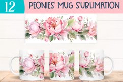 Watercolor peony mug wraps for Sublimation BUNDLE PNG Product Image 9