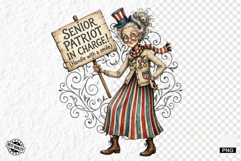 Whimsical Patriotic Grandma Clipart Product Image 1