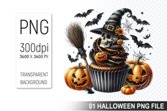 Spooky Cute Halloween Cupcakes Clipart PNG Bundle Product Image 6