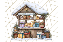 Cozy Christmas Market Stall Clipart PNG, Holiday Art Png Product Image 3