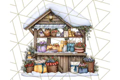 Cozy Christmas Market Stall Clipart PNG, Holiday Art Png Product Image 3
