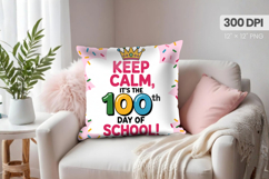 100 days of school Pillow Design, Teacher PNG Sublimation Product Image 1