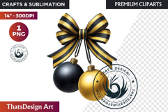 Christmas Baubles Clipart, Festive Holiday Ornaments PNG Product Image 1