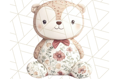 Pink Floral Stuffed Animal Clipart PNG, Cute Stuffed Animals Product Image 3