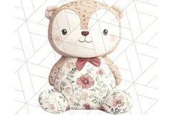 Pink Floral Stuffed Animal Clipart PNG, Cute Stuffed Animals Product Image 3