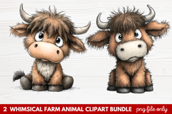 Whimsical Farm Animal Clipart | Cute Farm Animals PNG Set Product Image 1