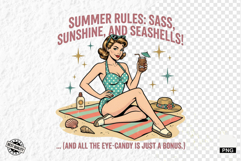 Funny Vintage Summer Beach Girl Clipart Product Image 1