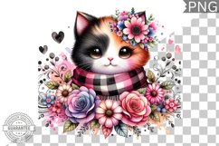 Cat With Flowers Sublimation - Clipart PNG Design Product Image 1