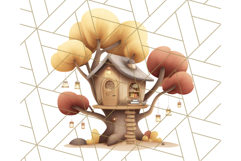 Autumn Treehouse &amp; Woodland Cabin PNG Clipart Product Image 3