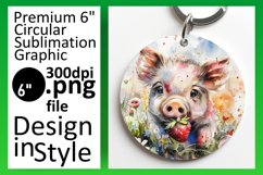 Watercolor Animals &amp; Flowers Round Design Art PNG Product Image 1