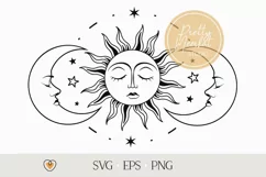Sun and moon #2 svg, Celestial svg, Witchy svg, png files Product Image 1