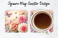 Flowers &amp; Butterfly Mug coaster | Coaster | Sublimation Product Image 1