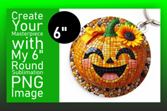 Elegant Circle Coaster PNG Artwork , Cute Pumpkin Product Image 1