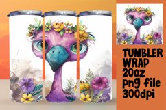 Watercolor Flamingo Tumbler Wrap with Flowers Product Image 1