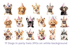 38 Birthday Dogs Clipart Bundle Party Hats &amp; Birthday Cakes Product Image 3