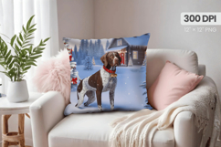 Winter Dog Christmas PNG, Winter Wonderland Pillow Design Product Image 1