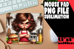Joyful Mouse Pad PNG Design, Girl Grumpy Product Image 1