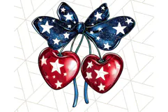 Coquette 4th of July Png, Patriotic Hearts and Bows Clipart Product Image 3