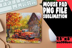 Red Pickup Autumn Mouse Pad PNG Print Product Image 1