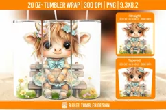 Highland Cow Tumbler Wrap Designs, Sublimation Wrap Product Image 1